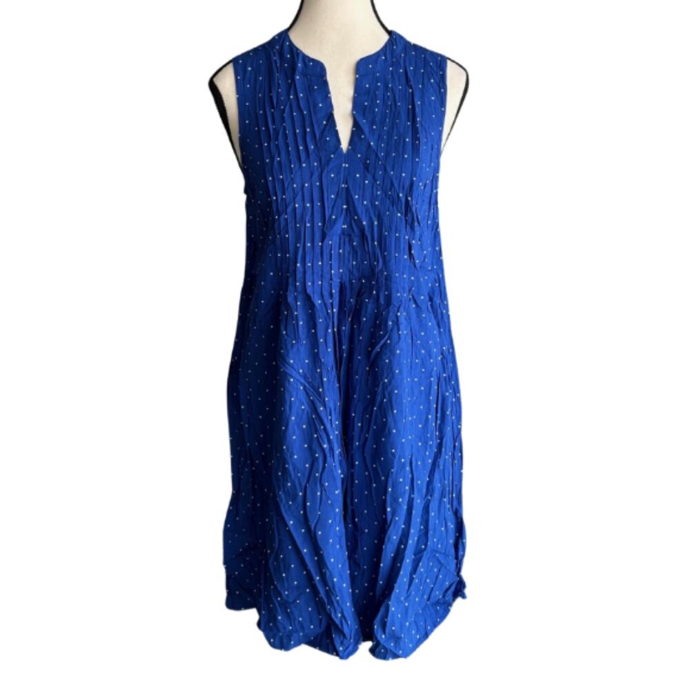 OLD NAVY ROYAL BLUE AND WHITE POLKA DOT DRESS, SZ. M
